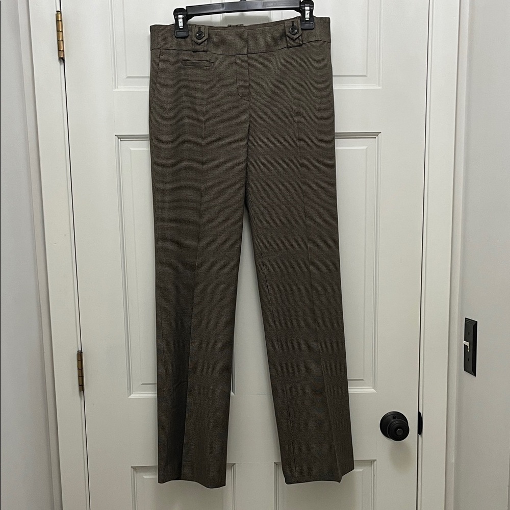 Ann Taylor Lindsey Fit Brown Micro Checkered Straight Leg Trousers - Size 6